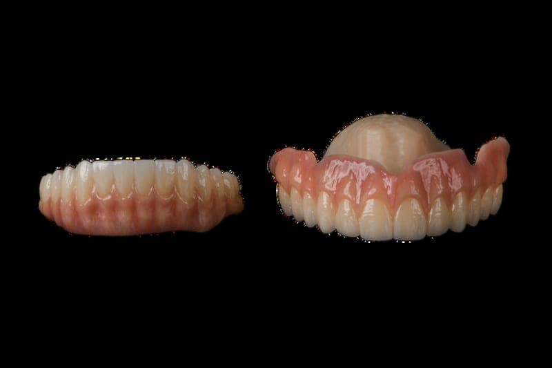 PMMA removable — pink-base denture with white teeth